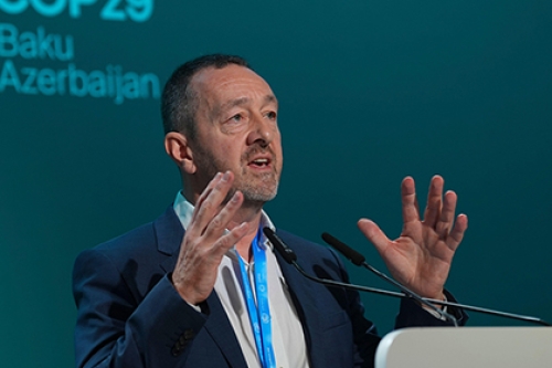 Our reappointed Chair, Chris Boardman, talks during the United Nations Climate Change Conference (COP29), which was held in Baku, Azerbaijan in November 2024.